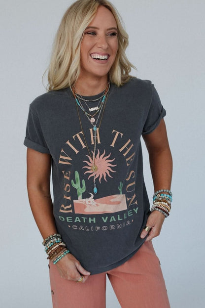 Sunrise Vibes Western Graphic Tee in Dark Grey - Love Salve 