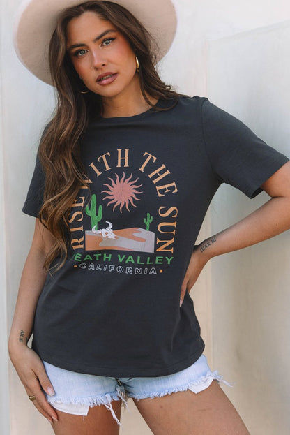 Sunrise Vibes Western Graphic Tee in Dark Grey - Love Salve 