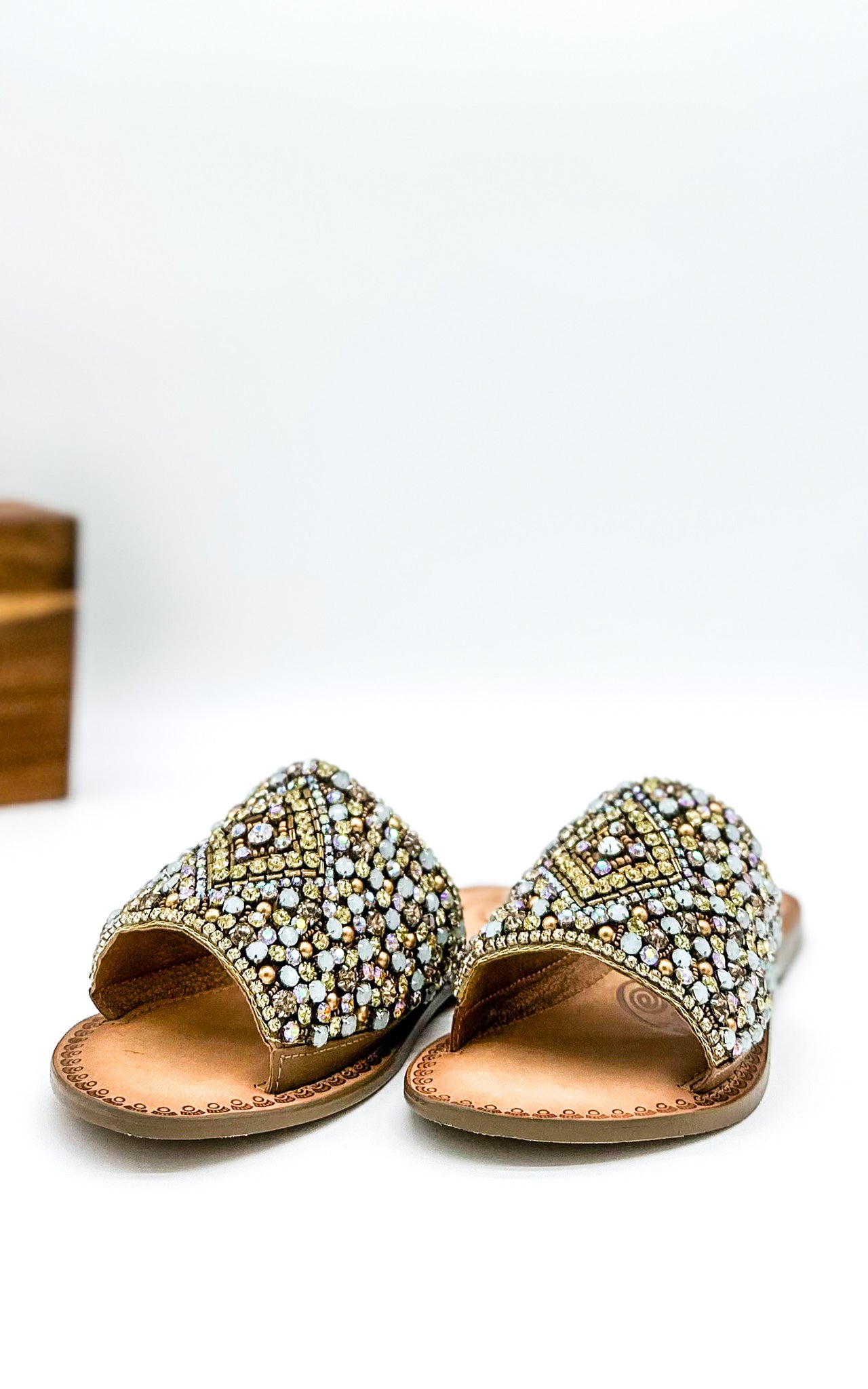 Susanna Sandal In Multi With Jeweled Strap Leather Footbed Naughty Monkey