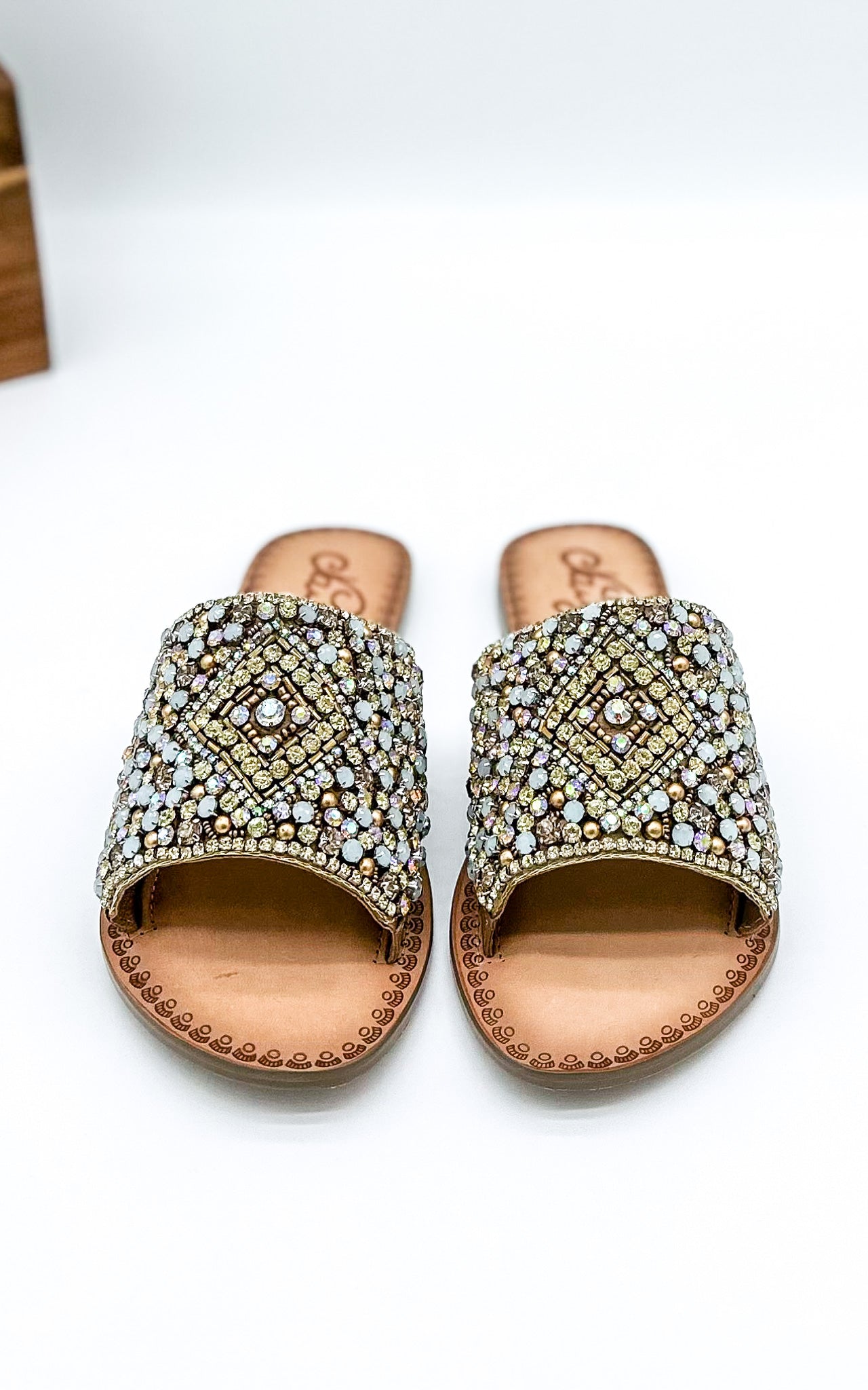 Susanna Sandal In Multi With Jeweled Strap Leather Footbed Naughty Monkey