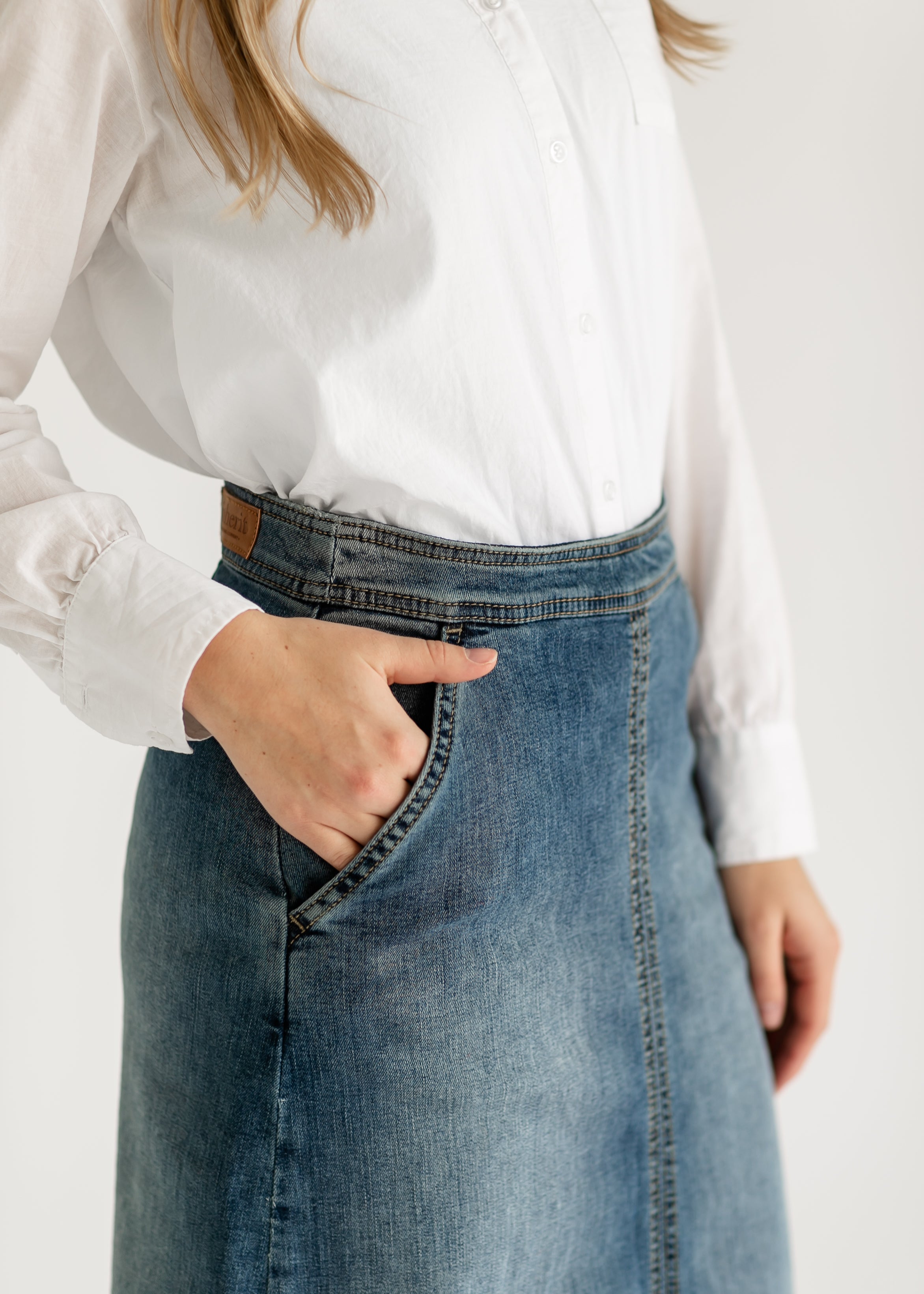 Sutton Side Zip A-line Denim Maxi Skirt - FINAL SALE Inherit Co.