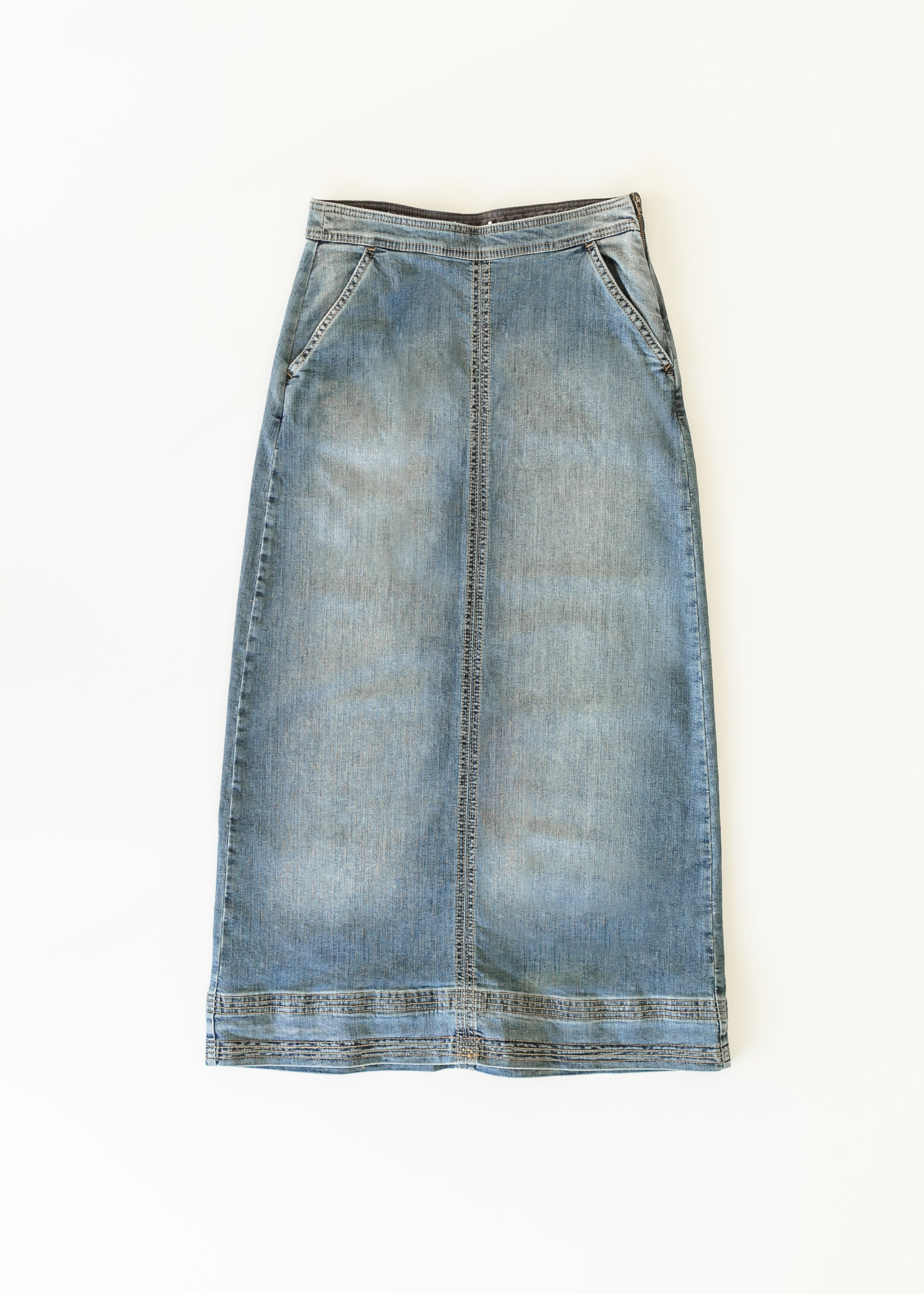 Sutton Side Zip A-line Denim Maxi Skirt - FINAL SALE Inherit Co.