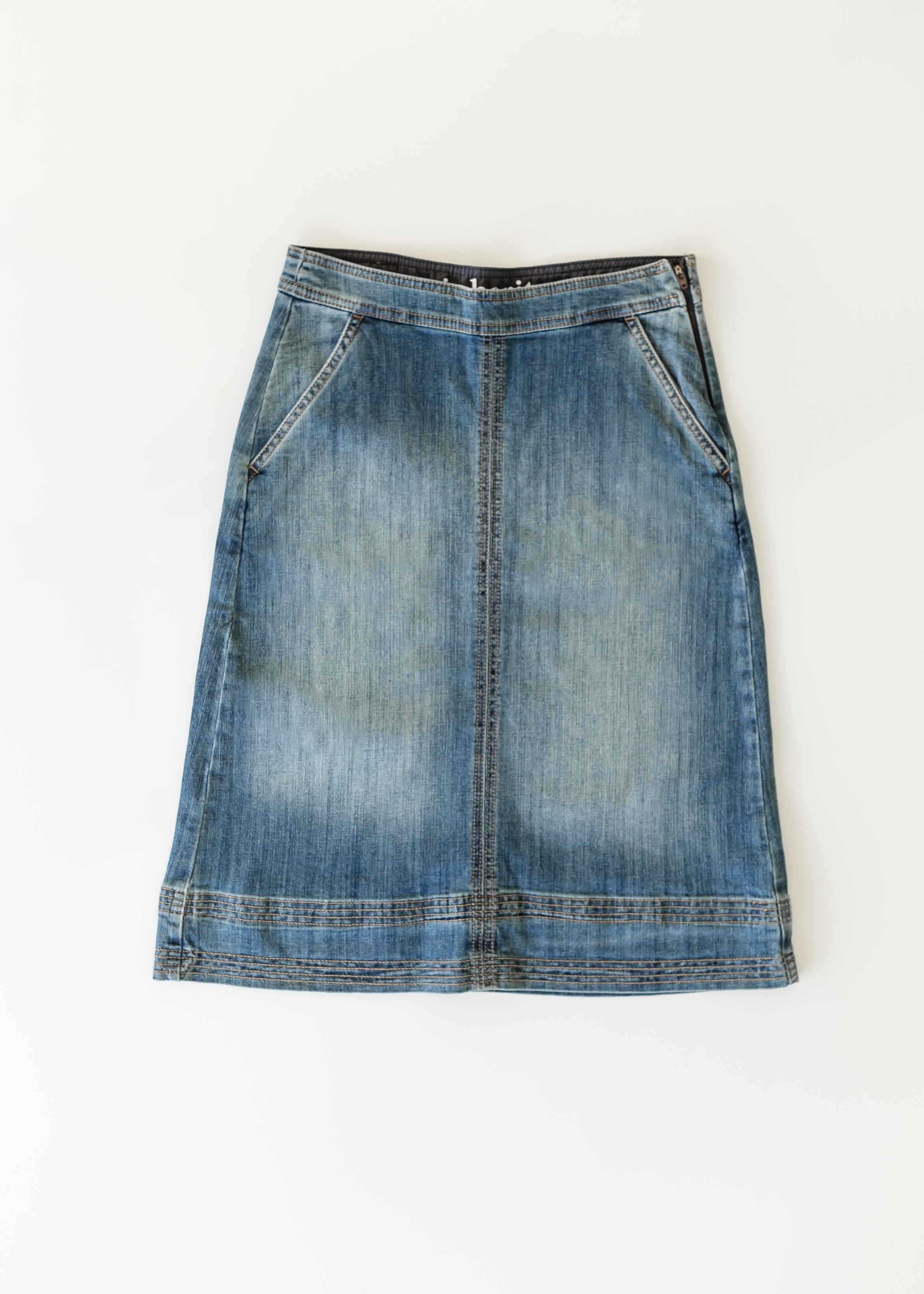 Sutton Side Zip A-line Denim Midi Skirt - FINAL SALE Inherit Co.