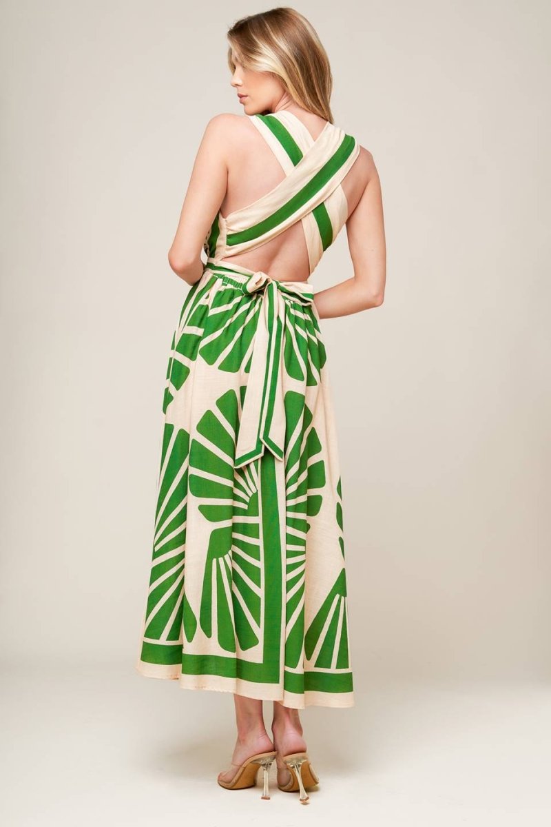 SWEPT ME OFF MY FEET GREEN WOVEN MIDI DRESS - Love Salve