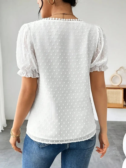 Swiss Dot Short Sleeve Blouse - Love Salve