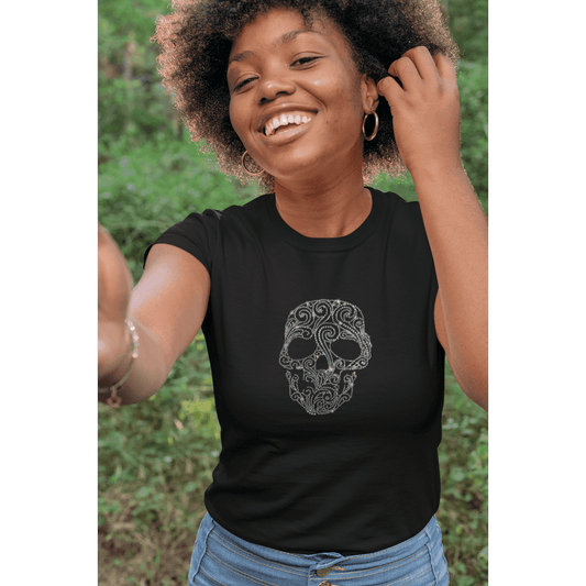 Rhinestone Fancy Skeleton Tee Shirt Crew Neck, V Neck, Long Sleeve MM