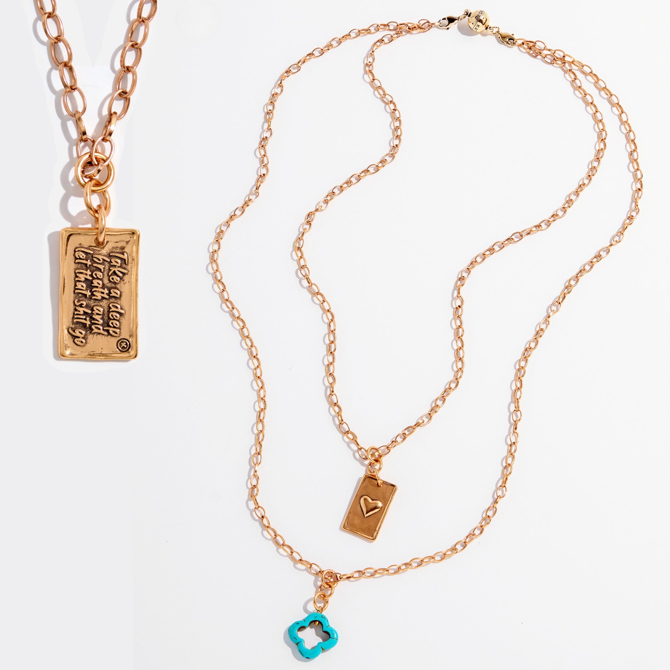 Take A Deep Breath Let That Go Original Lite Necklace 48in Stainless Steel Chain Katia Designs