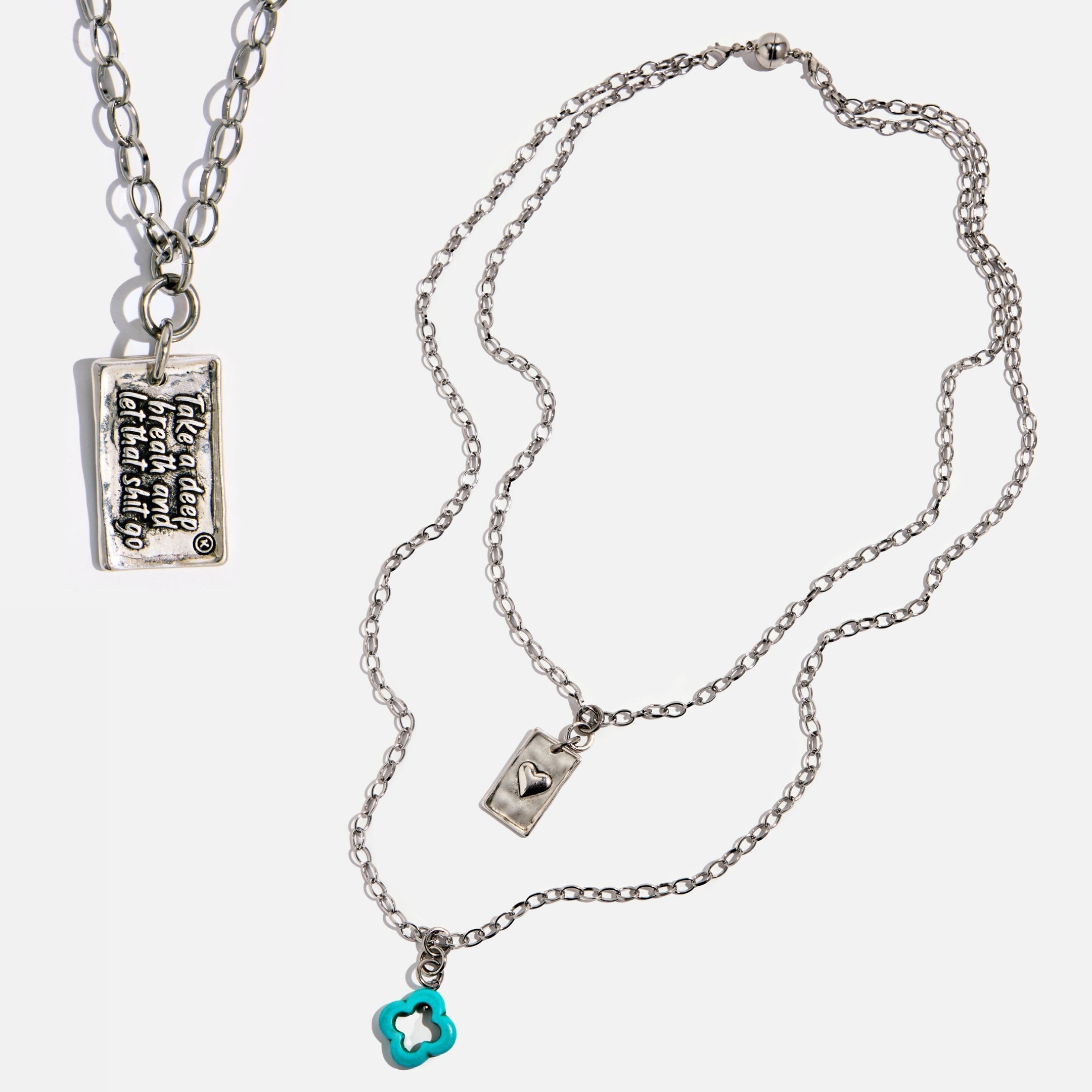 Take A Deep Breath Let That Go Original Lite Necklace 48in Stainless Steel Chain Katia Designs