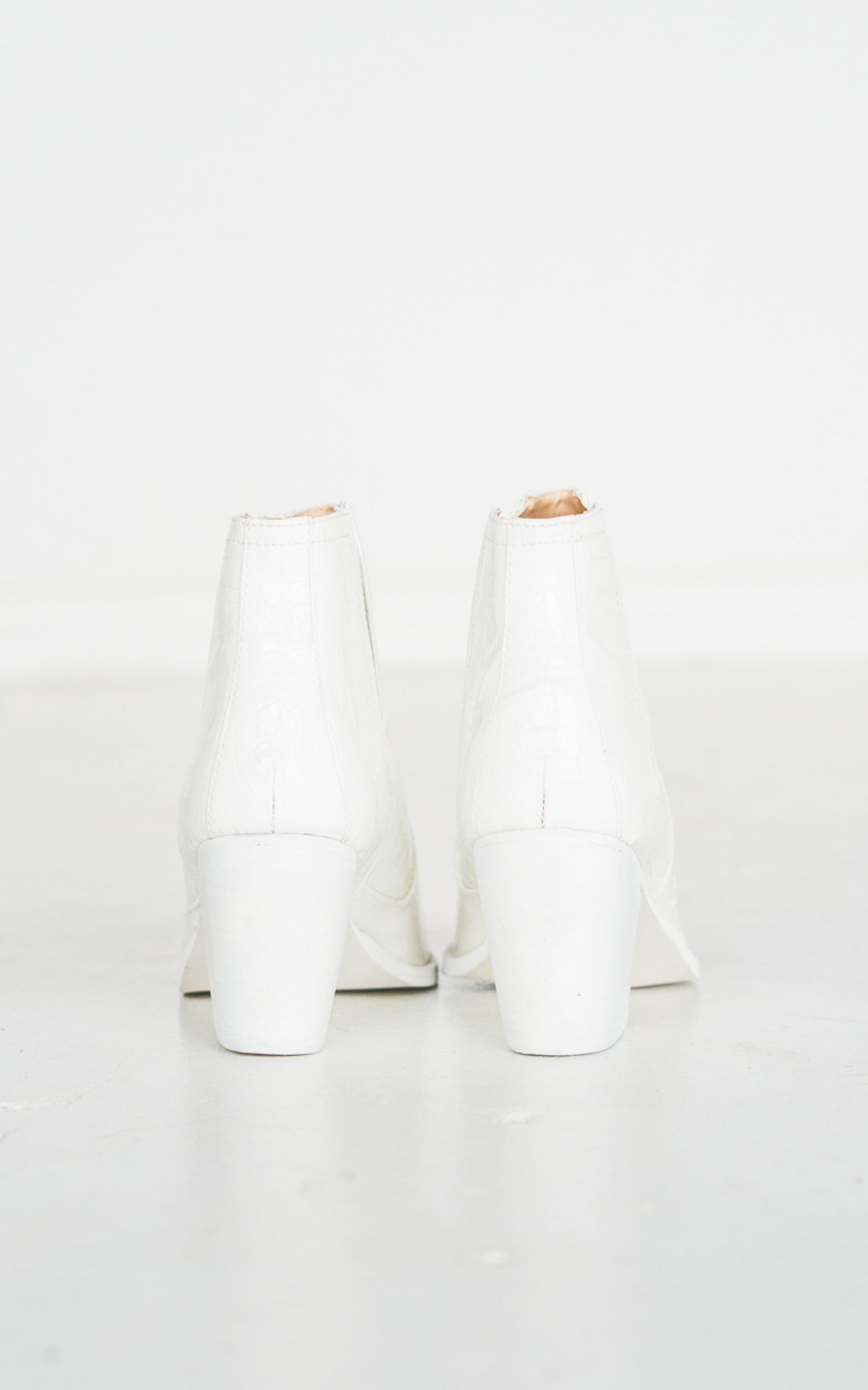 Tarim White Croc Booties With Cushioned Footbed Comfort Naughty Monkey