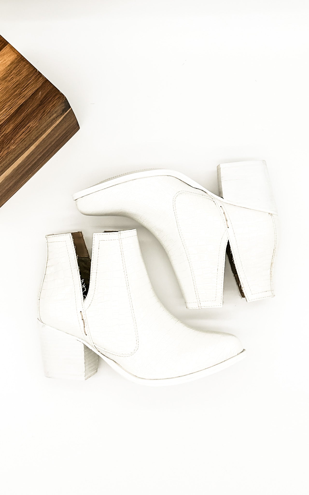 Tarim White Croc Booties With Cushioned Footbed Comfort Naughty Monkey