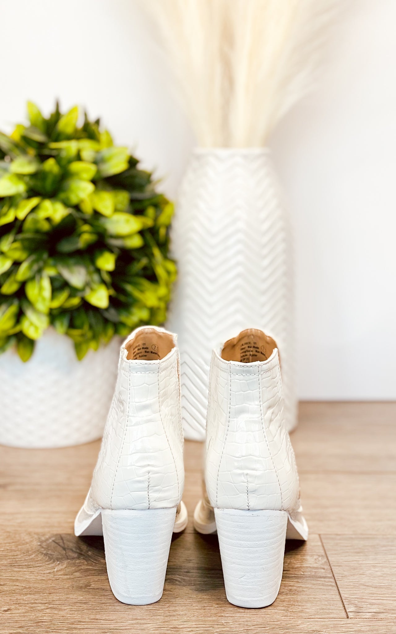 Tarim White Croc Booties With Cushioned Footbed Comfort Naughty Monkey