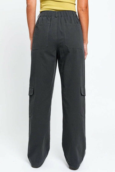 Tasha Apparel High Waisted Wide Leg Cargo Pants with Pockets - Love Salve