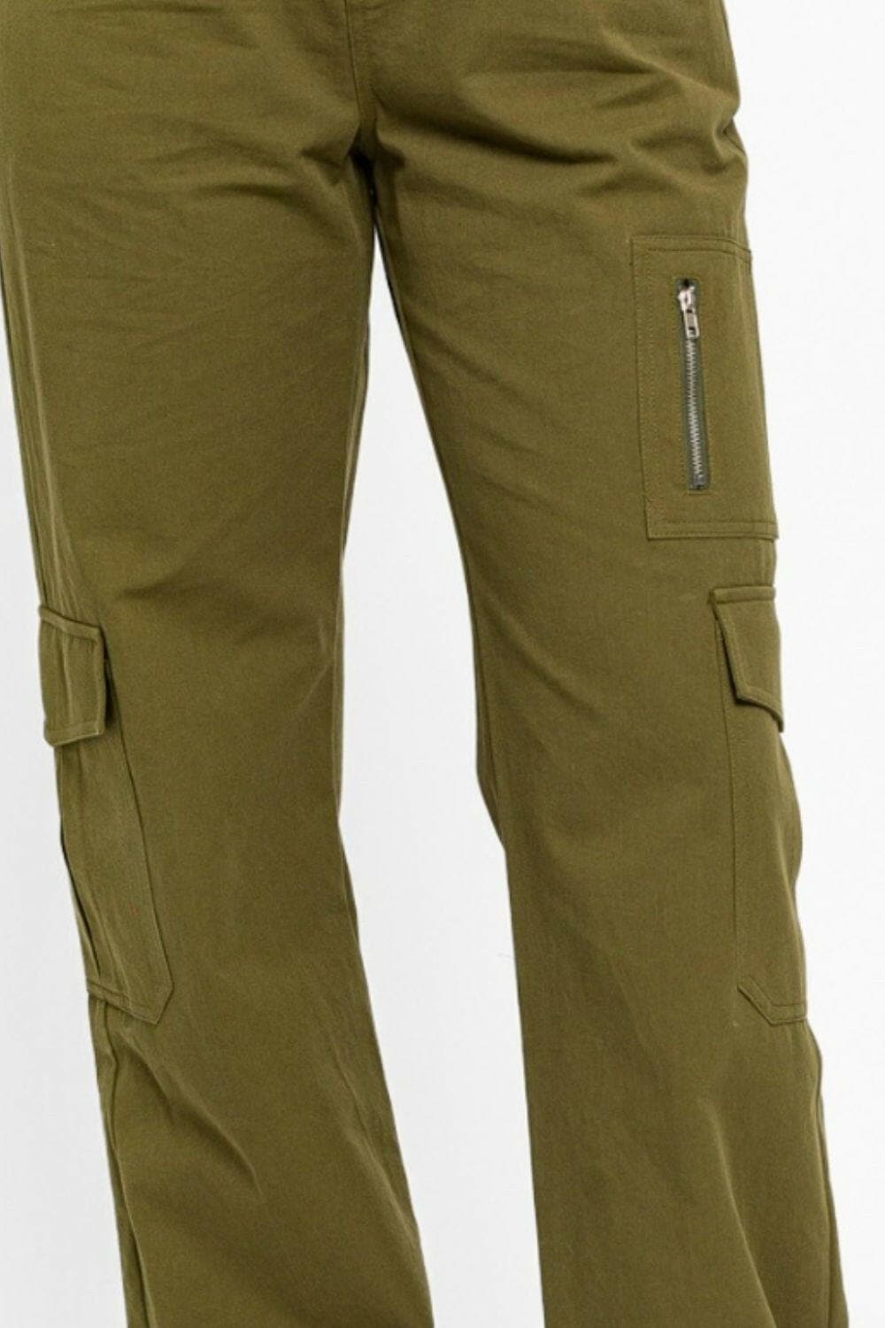 Tasha Apparel High Waisted Wide Leg Cargo Pants with Pockets - Love Salve