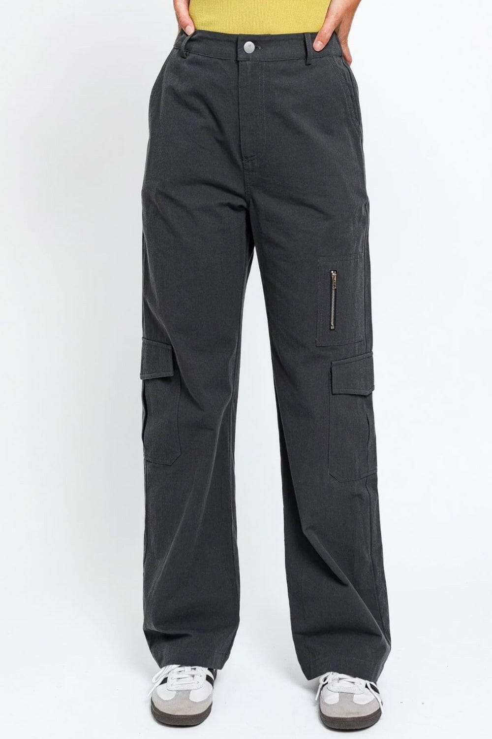 Tasha Apparel High Waisted Wide Leg Cargo Pants with Pockets - Love Salve