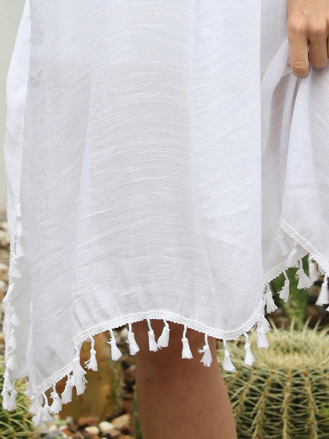 Tassel Cutout Half Sleeve Cover-Up - Love Salve