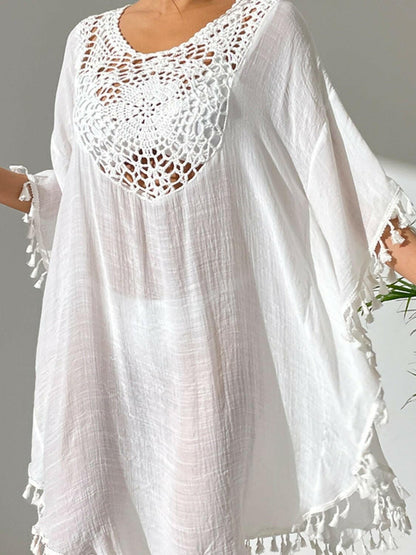 Tassel Cutout Scoop Neck Cover-Up Dress - Love Salve