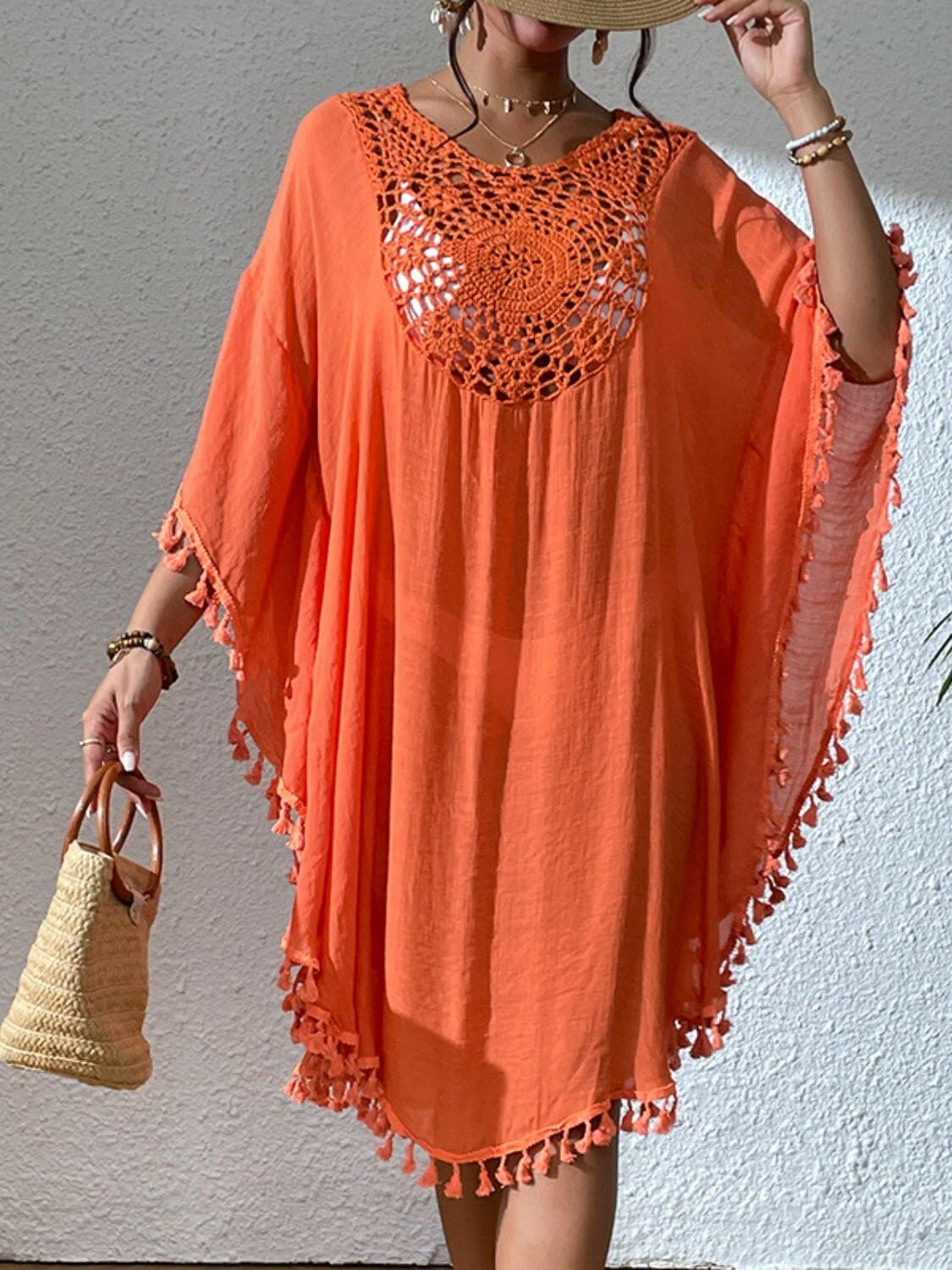 Tassel Cutout Scoop Neck Cover-Up Dress - Love Salve