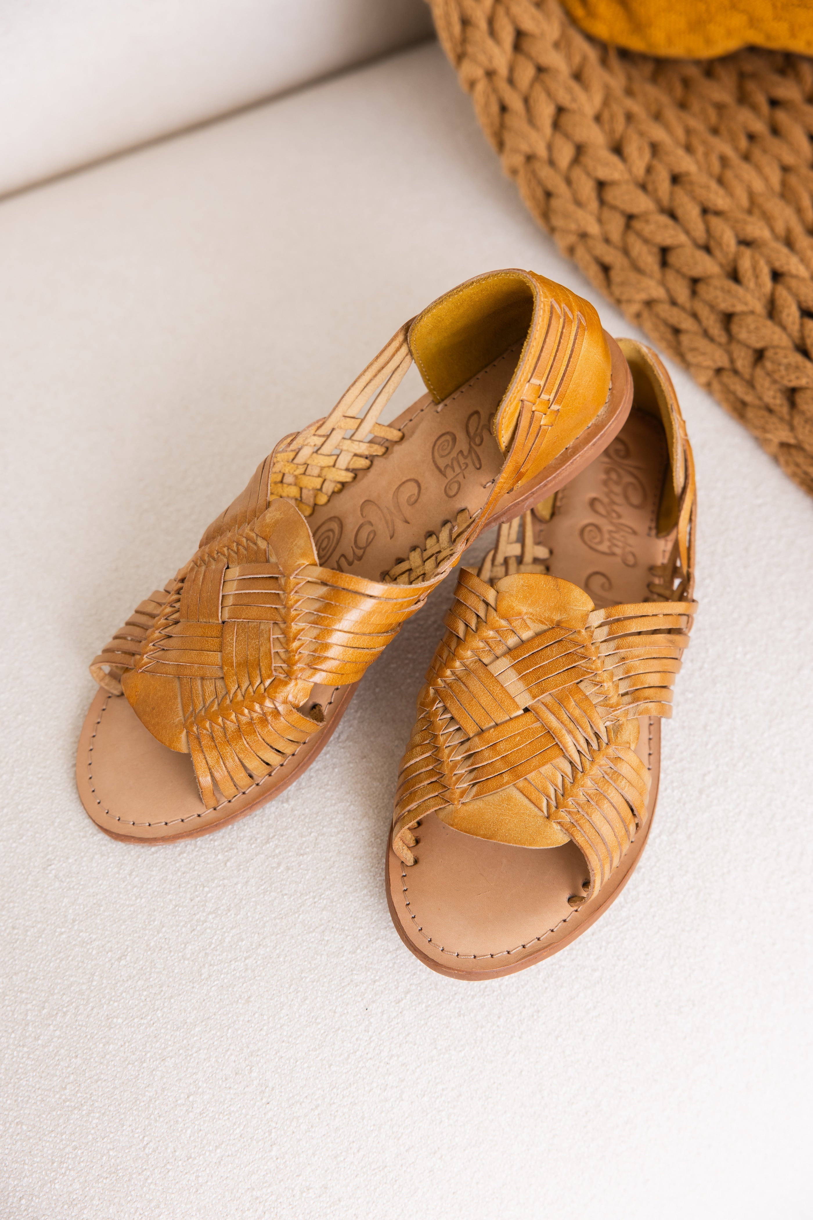 Tawakoni Woven Huarache Sandal Mustard Genuine Leather Naughty Monkey