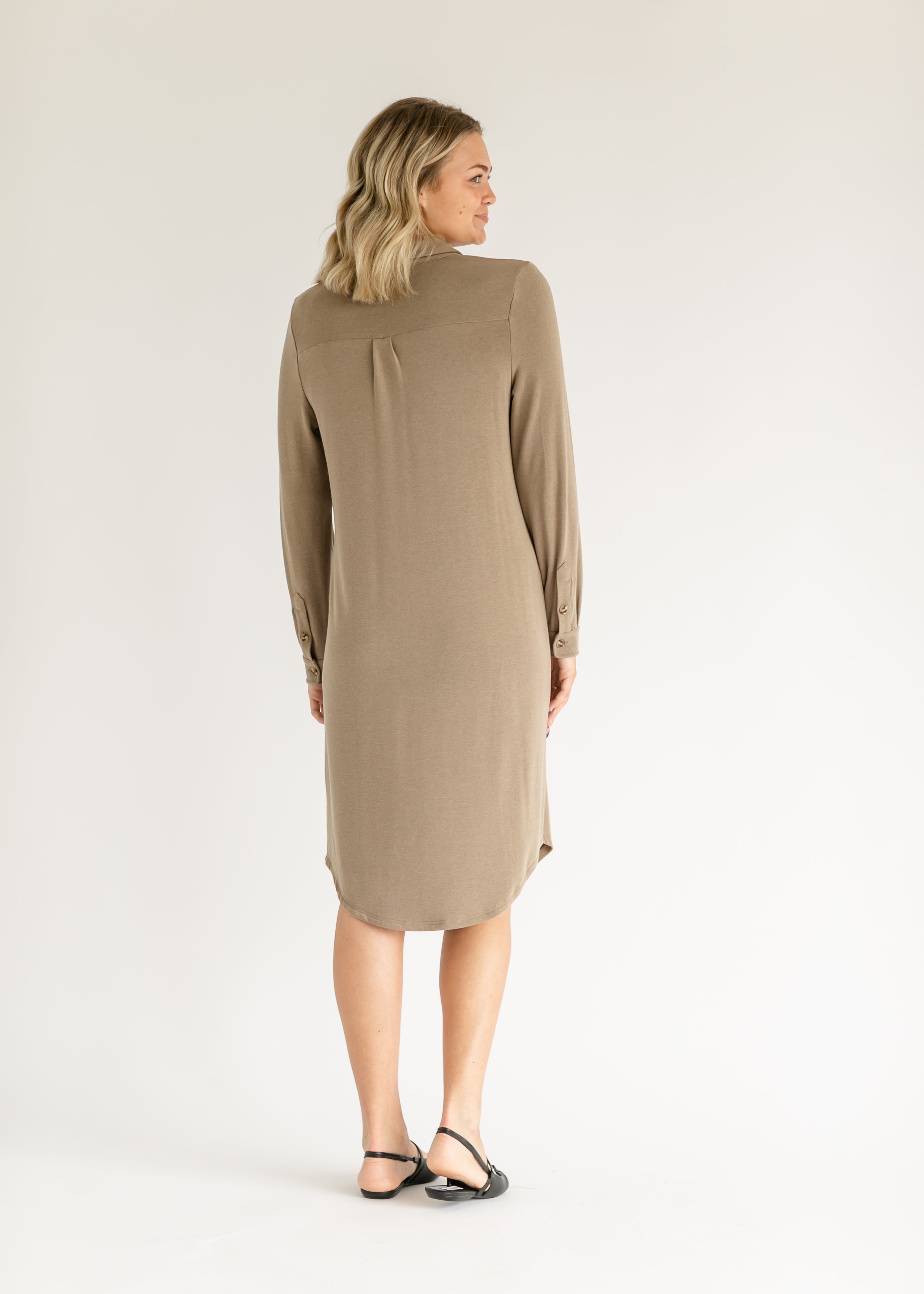 Teagan Brown Ultra Soft Shirt Dress Inherit Co.