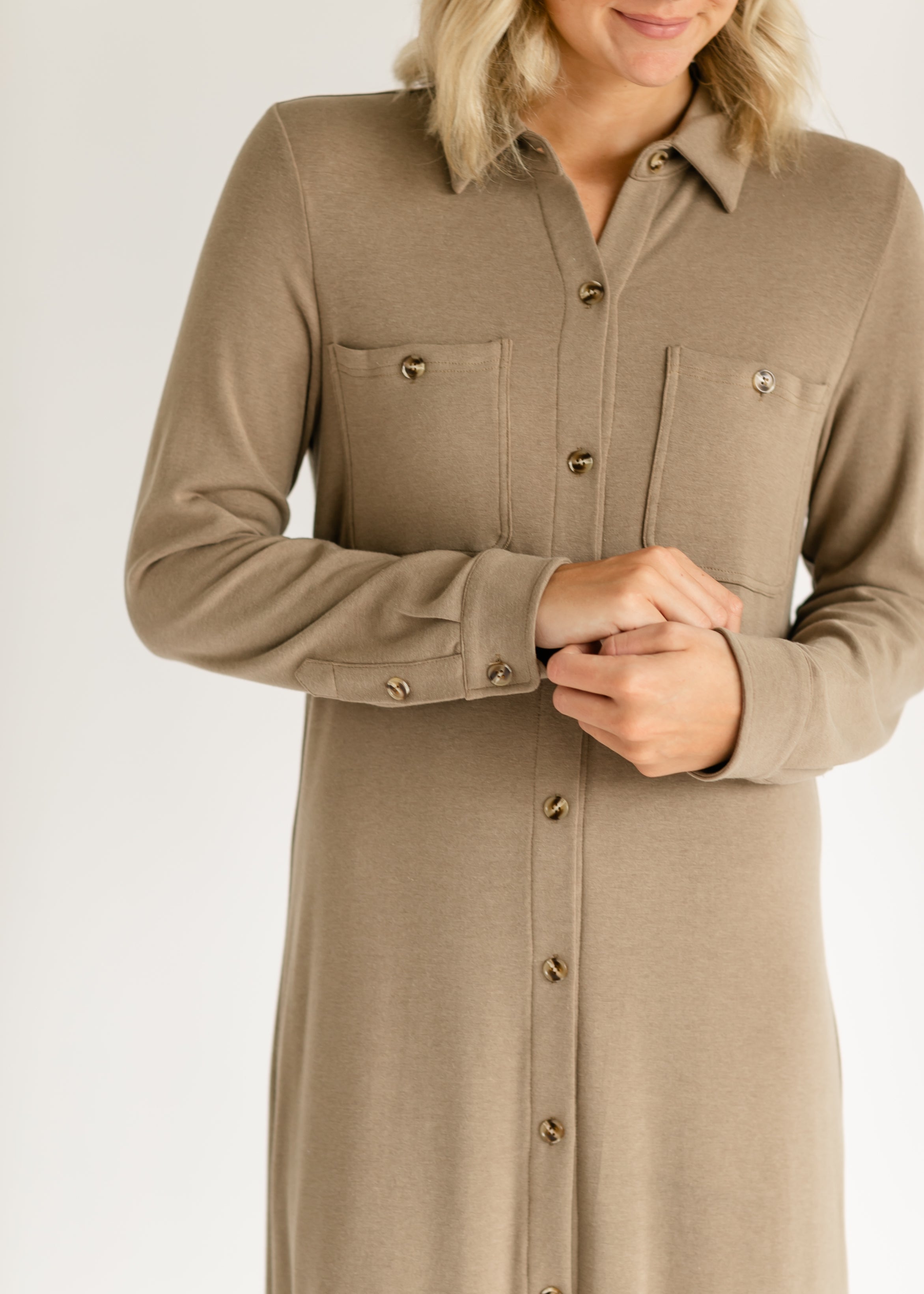 Teagan Brown Ultra Soft Shirt Dress Inherit Co.