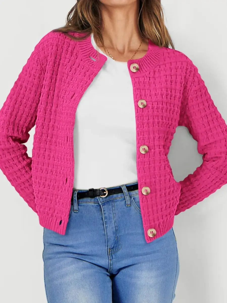 Textured Knit Button - Front Cardigan - Love Salve
