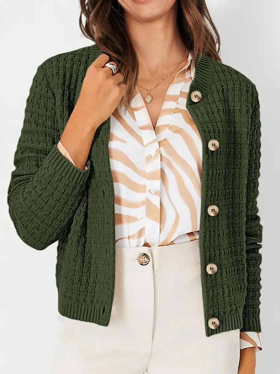 Textured Knit Button - Front Cardigan - Love Salve