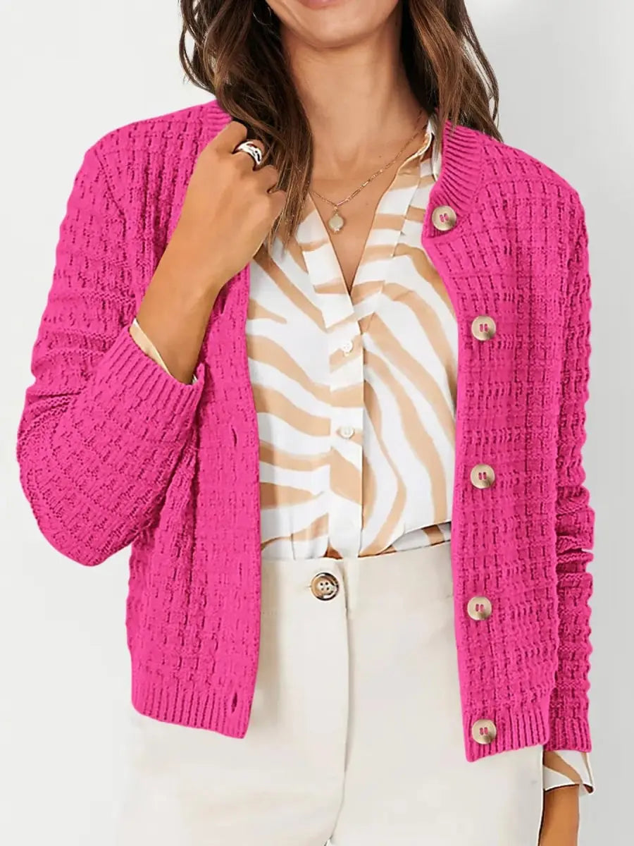 Textured Knit Button - Front Cardigan - Love Salve