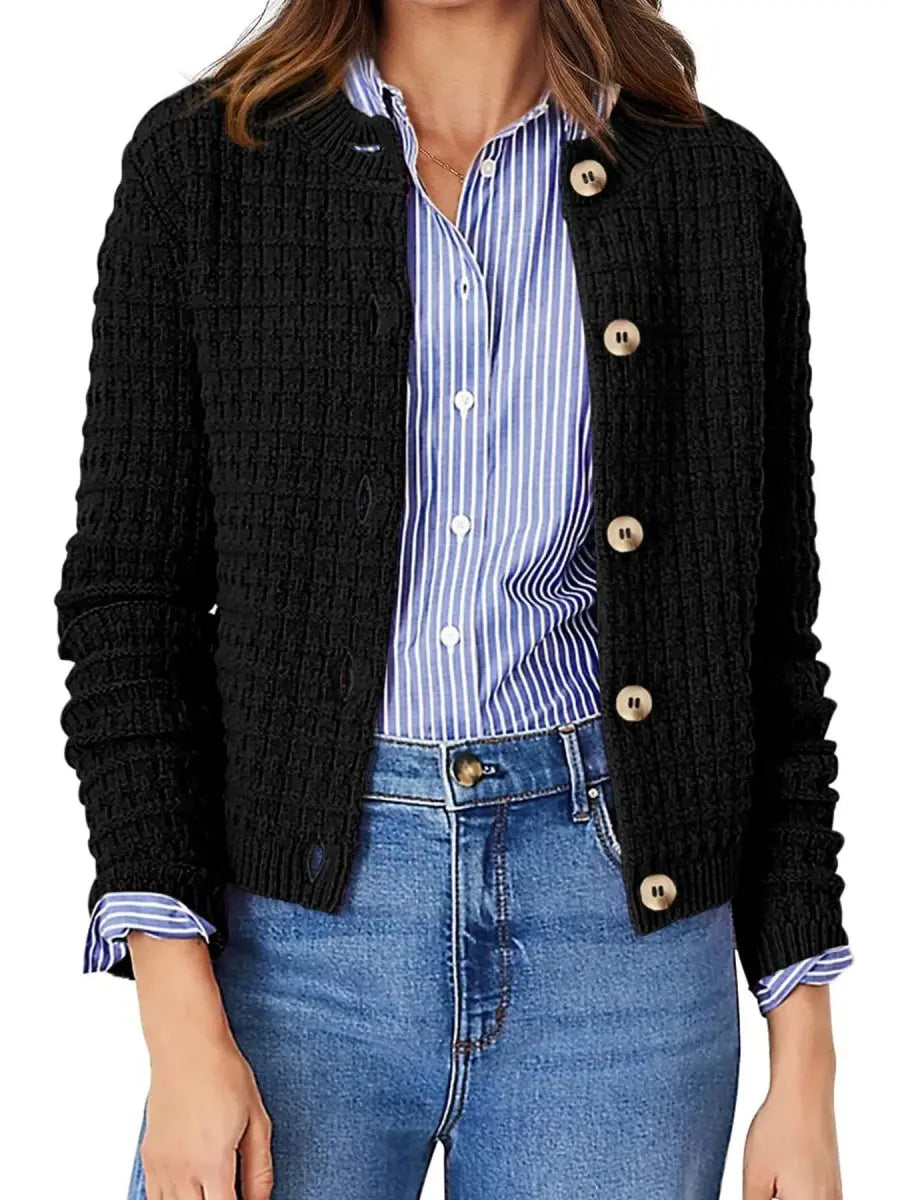 Textured Knit Button - Front Cardigan - Love Salve