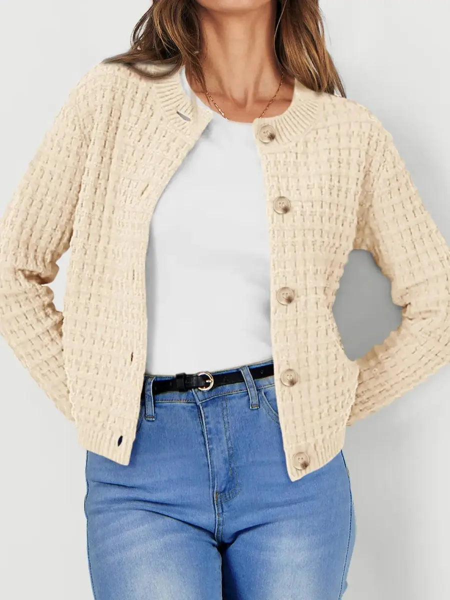 Textured Knit Button - Front Cardigan - Love Salve