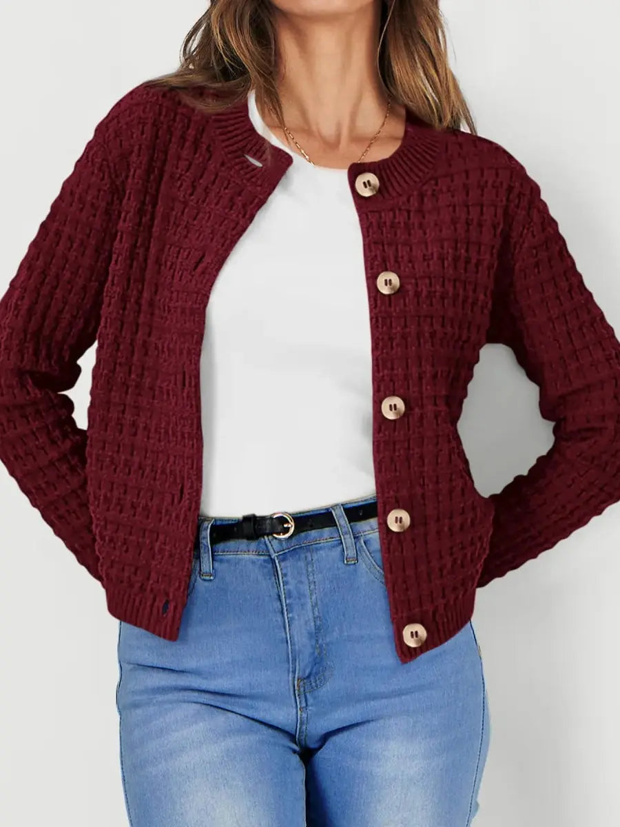 Textured Knit Button - Front Cardigan - Love Salve