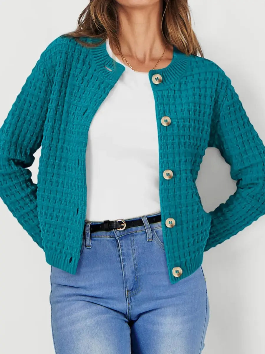Textured Knit Button - Front Cardigan - Love Salve