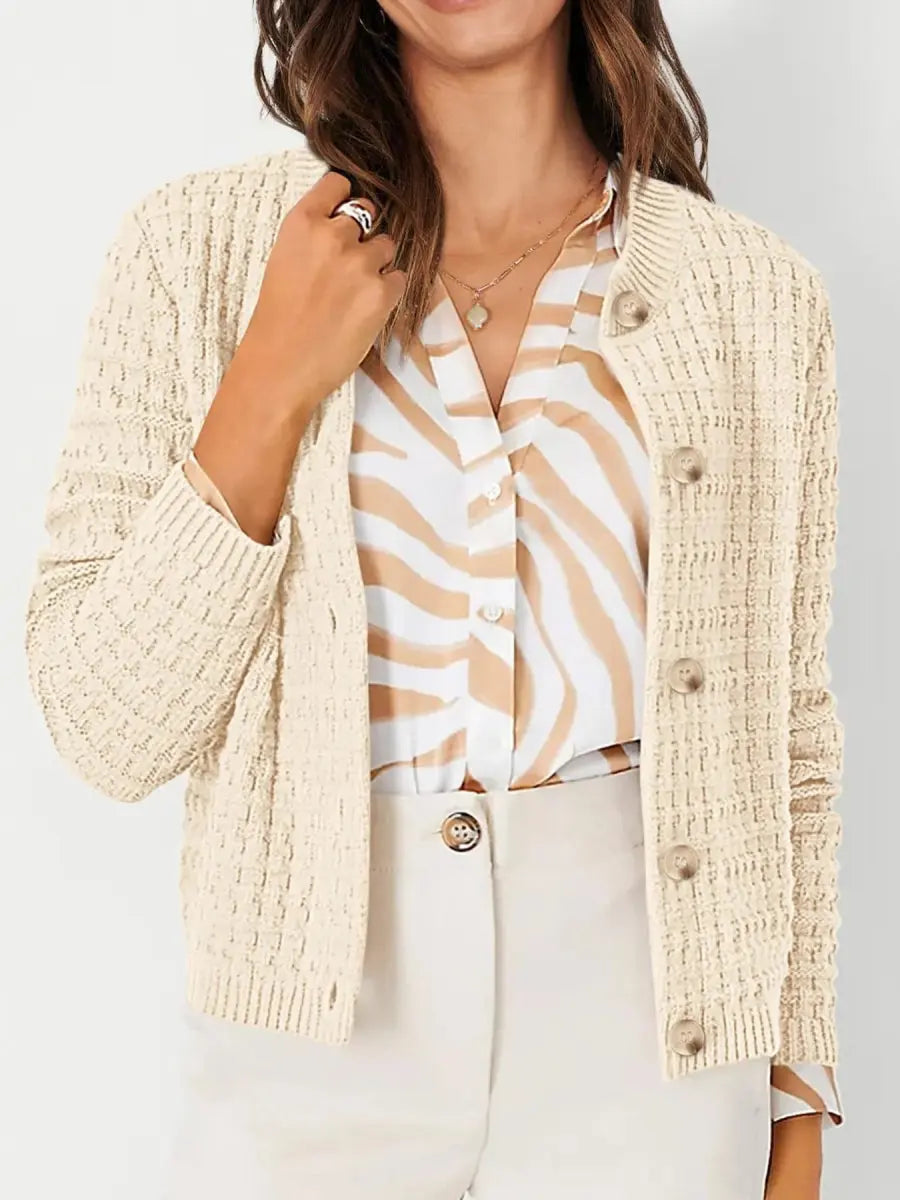 Textured Knit Button - Front Cardigan - Love Salve