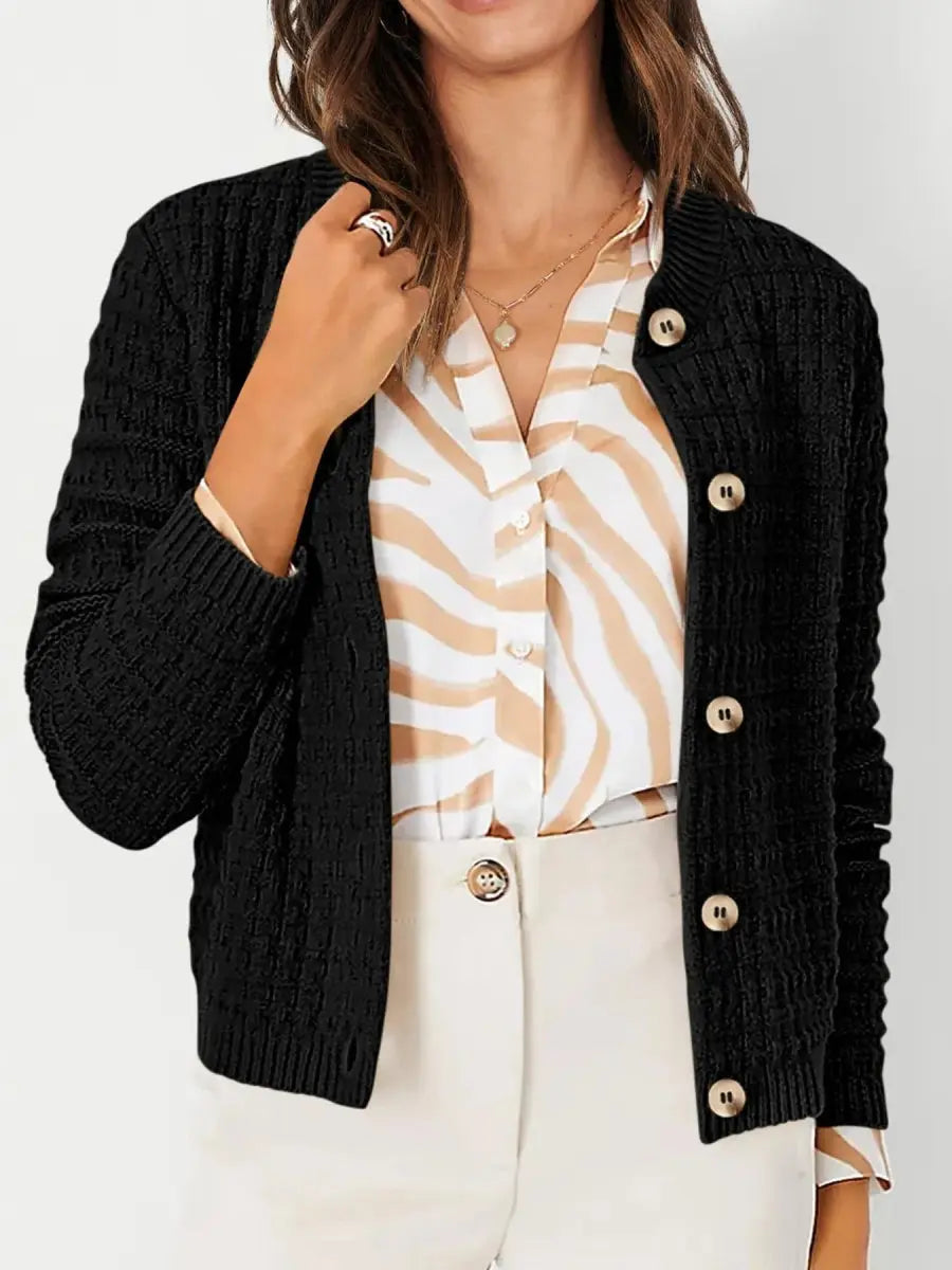 Textured Knit Button - Front Cardigan - Love Salve