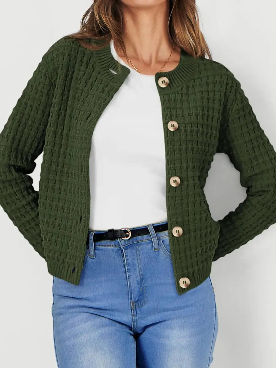 Textured Knit Button - Front Cardigan - Love Salve