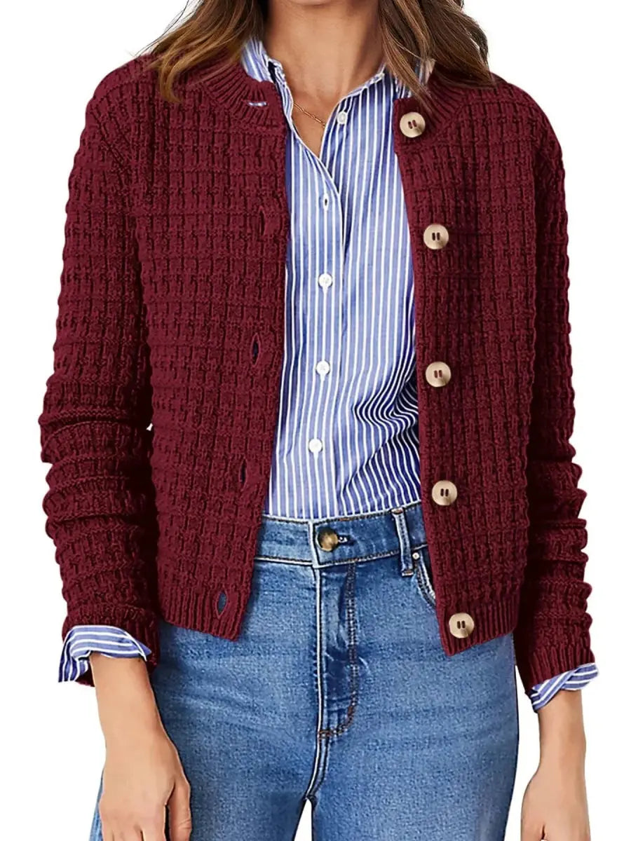 Textured Knit Button - Front Cardigan - Love Salve