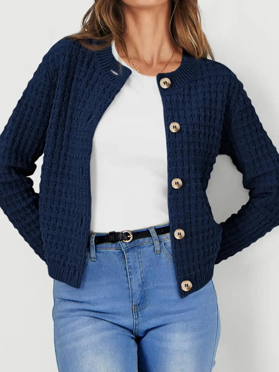 Textured Knit Button - Front Cardigan - Love Salve