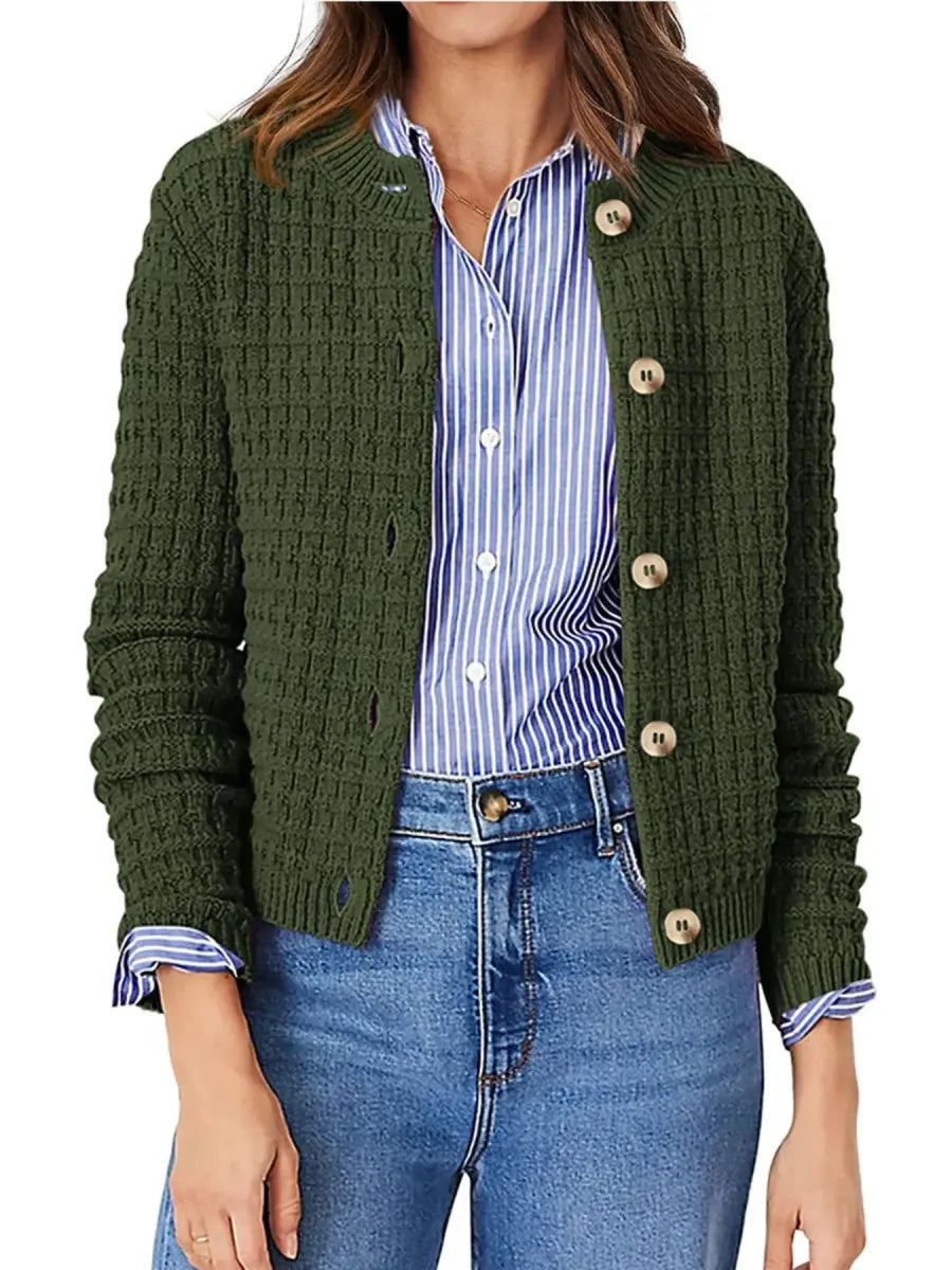 Textured Knit Button - Front Cardigan - Love Salve