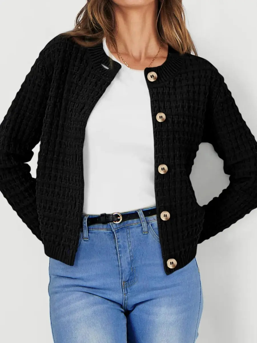 Textured Knit Button - Front Cardigan - Love Salve