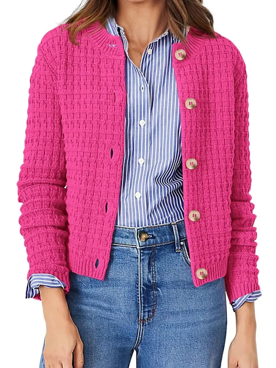 Textured Knit Button - Front Cardigan - Love Salve