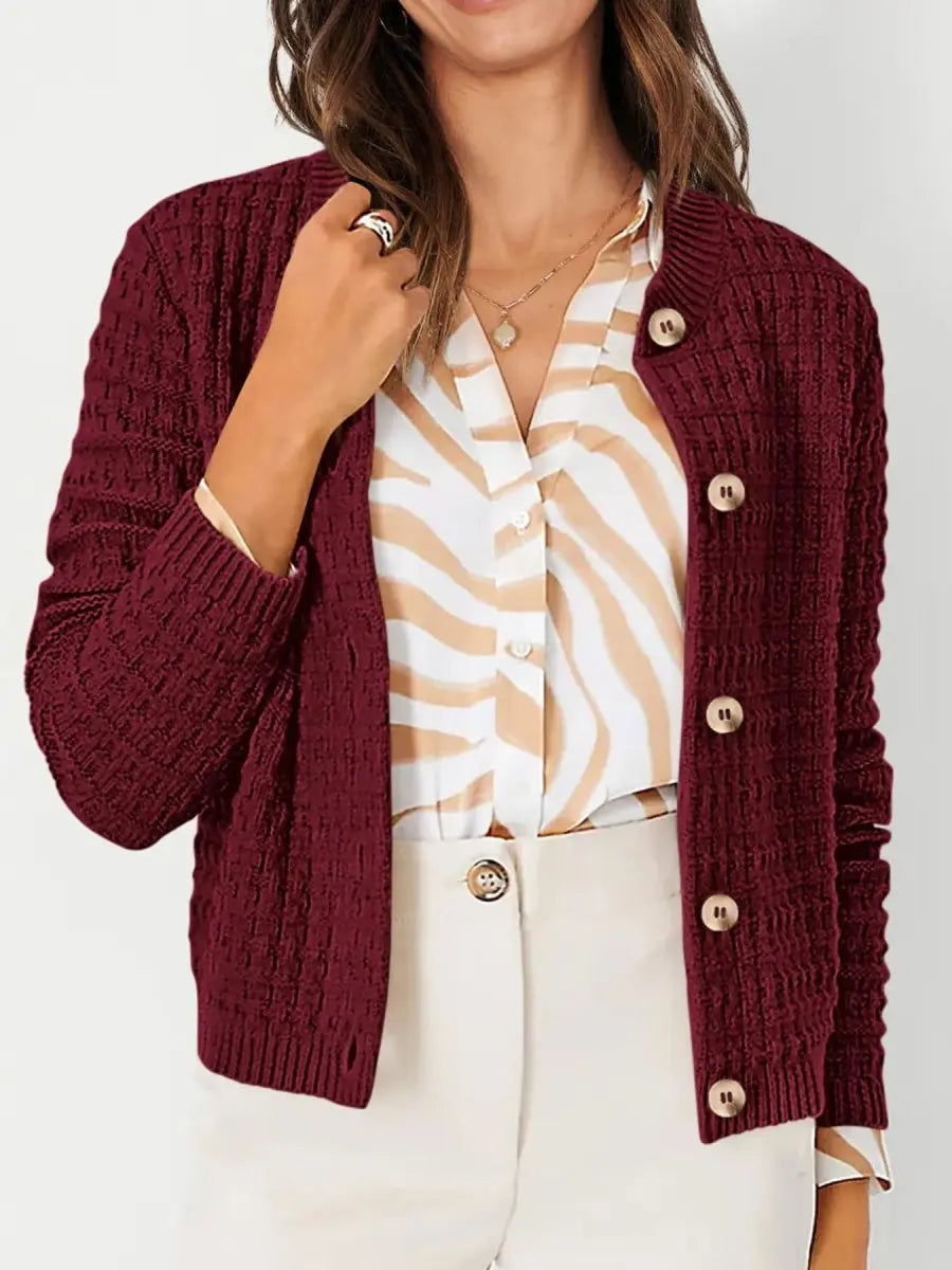 Textured Knit Button - Front Cardigan - Love Salve