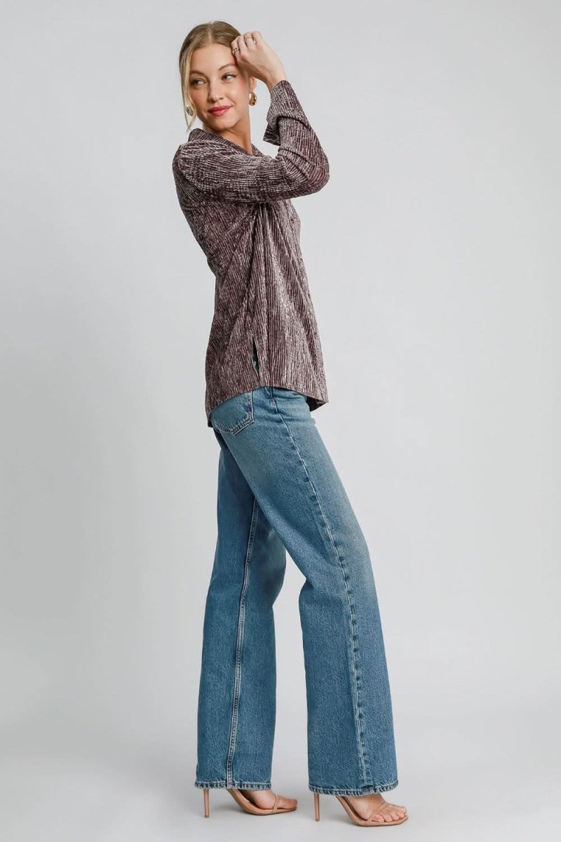 Textured Side Slit Button-Up Shirt by Umgee - Love Salve 