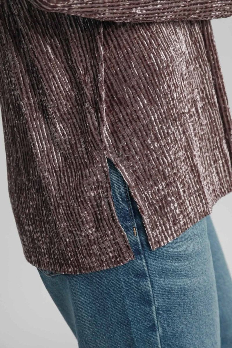 Textured Side Slit Button-Up Shirt by Umgee - Love Salve 