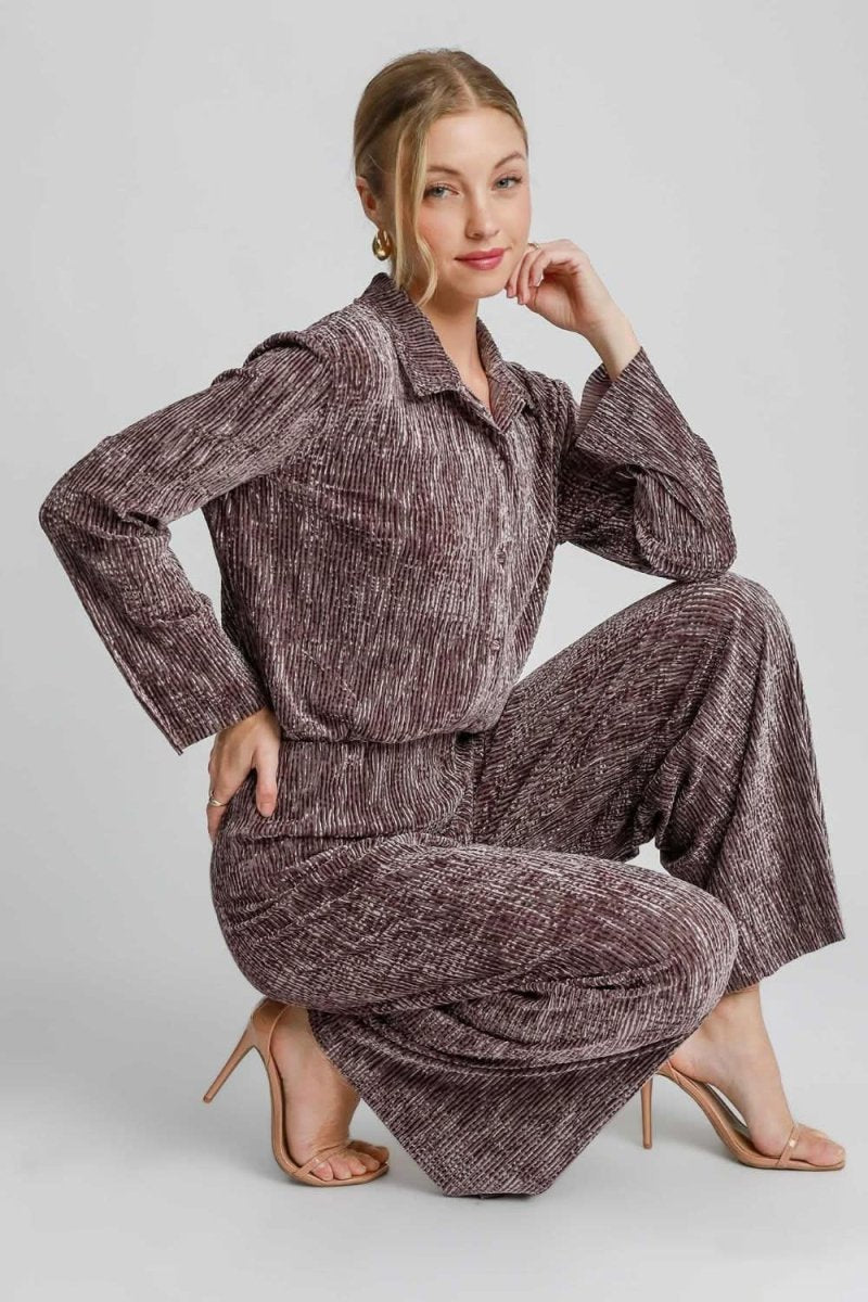Textured Side Slit Button-Up Shirt by Umgee - Love Salve 