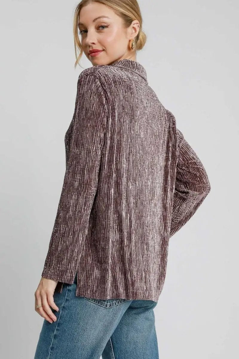 Textured Side Slit Button-Up Shirt by Umgee - Love Salve 