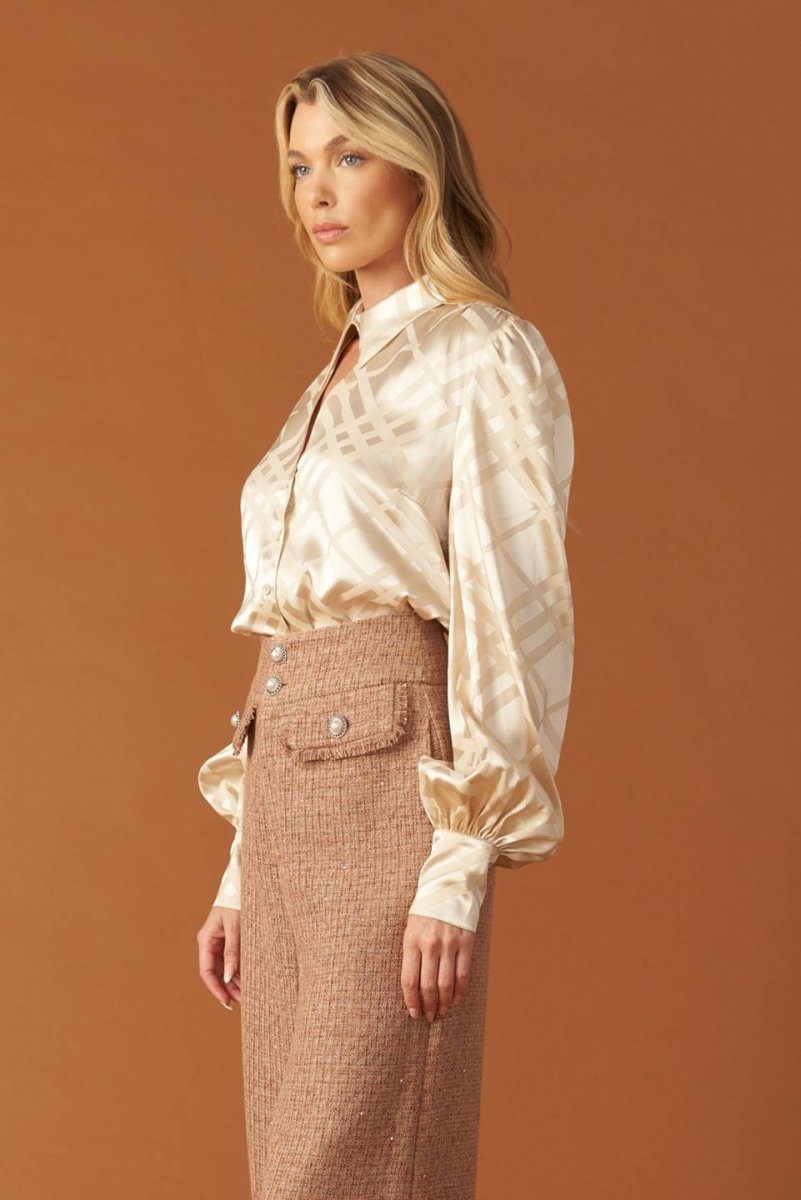 THE ART OF BALANCE WOVEN SATIN TOP - Love Salve