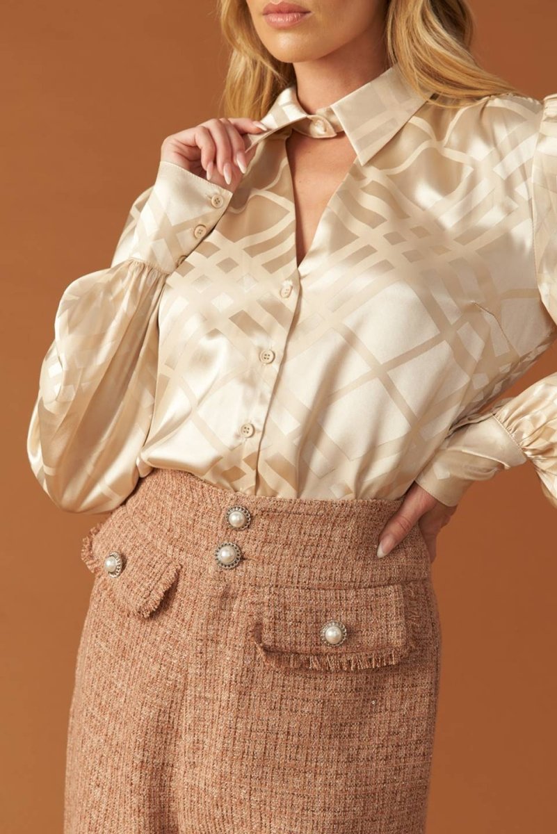 THE ART OF BALANCE WOVEN SATIN TOP - Love Salve