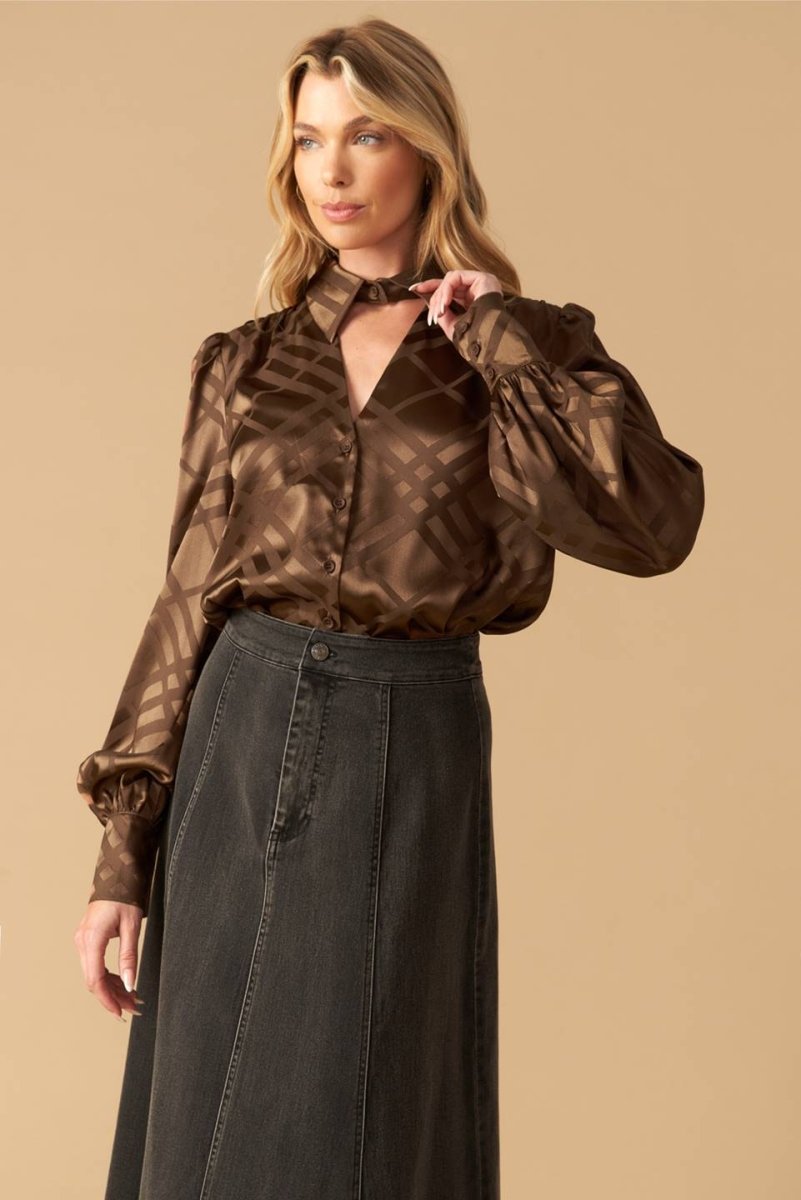 THE ART OF BALANCE WOVEN SATIN TOP - Love Salve
