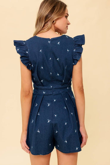 THE FELICITY DARK INDIGO WOVEN ROMPER - Love Salve
