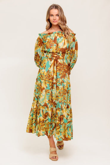 THENA SECRET GARDEN WOVEN MIDI DRESS - Love Salve