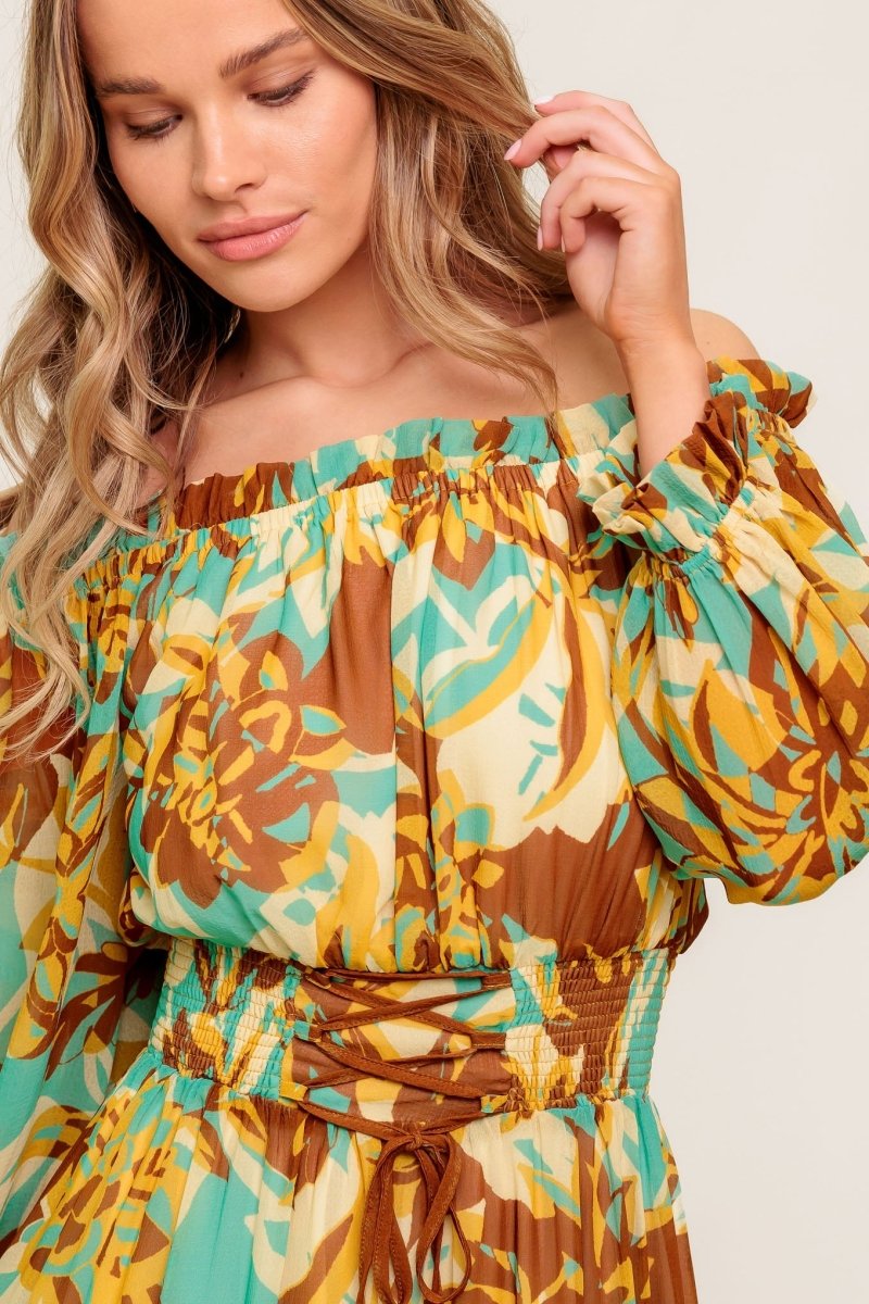 THENA SECRET GARDEN WOVEN MIDI DRESS - Love Salve